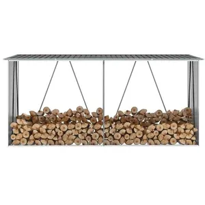 Comparateur de prix : vidaXL Abri de stockage à bois Acier galvanisé 330x84x152cm Anthracite