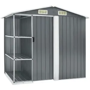 vidaXL Abri de jardin avec étagère Gris 205x130x183 cm Fer