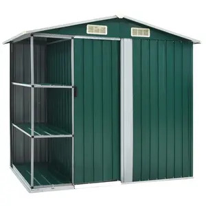 vidaXL Abri de jardin avec étagère Vert 205x130x183 cm Fer pas cher