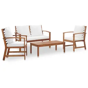 Comparateur de prix : vidaXL Vidaxl Salon De Jardin Avec Coussins 4 Pcs Bois D'acacia Solide