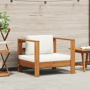 Comparateur de prix : vidaXL Chaise de jardin avec coussin Crème Bois d'acacia solide