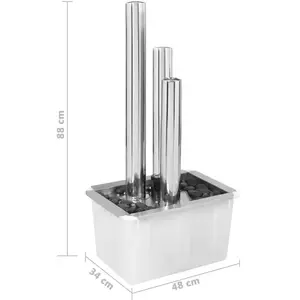 Comparateur de prix : vidaXL Fontaine de jardin Argenté 48x34x88 cm Acier inoxydable