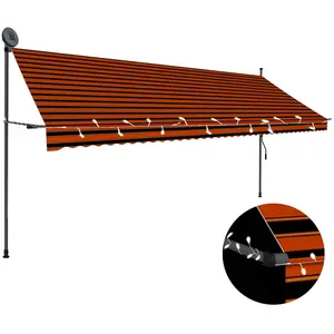Comparateur de prix : vidaXL Auvent manuel rétractable avec LED 400 cm Orange et marron