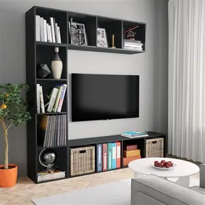 vidaXL Ensemble de bibliothèque/meuble TV 3 pcs Noir 180x30x180 cm pas cher