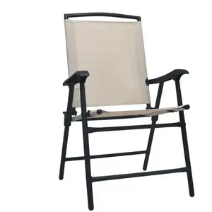 vidaXL Chaises de jardin pliables 2 pcs Textilène Crème pas cher