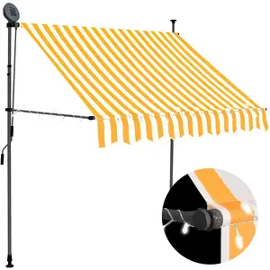 Comparateur de prix : vidaXL Auvent manuel rétractable avec LED 150 cm Blanc et orange