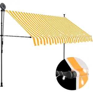 Comparateur de prix : vidaXL Auvent manuel rétractable avec LED 300 cm Blanc et orange