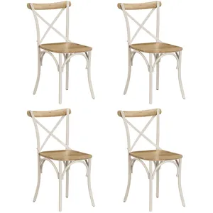 Comparateur de prix : vidaXL Chaises à dossier croisé lot de 4 blanc bois de manguier massif