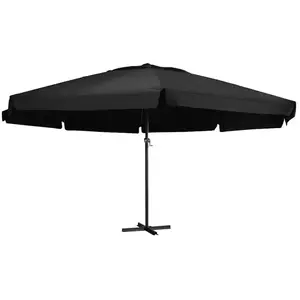 vidaXL Parasol d'extérieur avec mât en aluminium 600 cm Noir pas cher