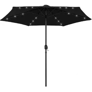 vidaXL Parasol avec LED et mât en aluminium 270 cm Noir pas cher