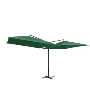 vidaXL Parasol double avec mât en acier 250 x 250 cm Vert pas cher