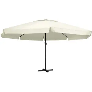 Comparateur de prix : vidaXL Vidaxl Parasol De Jardin Avec Mât En Aluminium 600 Cm Blanc Sable