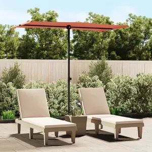 vidaXL Parasol de jardin avec mât en aluminium 180x110 cm Terre cuite pas cher