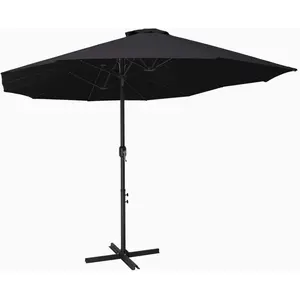 Comparateur de prix : vidaXL Vidaxl Parasol D'extérieur Et Poteau En Aluminium 460x270 Cm Noir
