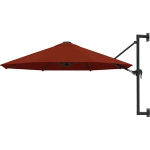 vidaXL Parasol mural avec mât en métal 300 cm Terre cuite