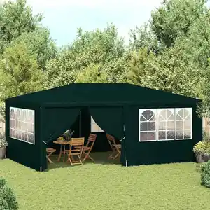 vidaXL Tente de réception avec parois latérales 4x6 m Vert 90 g/m² pas cher