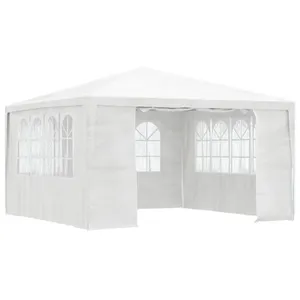 vidaXL Tente de réception avec parois latérales 4x4 m Blanc 90 g/m² pas cher
