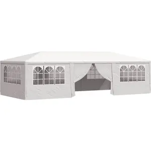 vidaXL Tente de réception avec parois latérales 4x9 m Blanc 90 g/m² pas cher