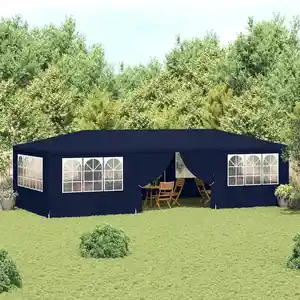 Comparateur de prix : vidaXL Tente de réception avec parois latérales 4x9 m Bleu 90 g/m²