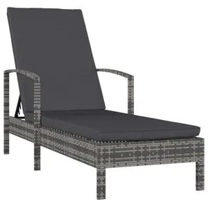 Comparateur de prix : vidaXL Chaise longue avec accoudoirs Résine tressée Gris