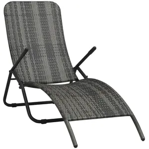 Comparateur de prix : vidaXL Chaise longue pliable Résine tressée Gris