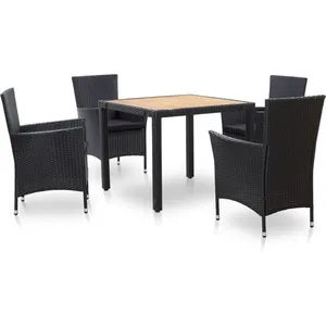 vidaXL Salon de jardin 5 pcs avec coussins résine tressée noir pas cher