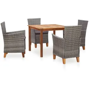 vidaXL Mobilier à dîner 5 pcs résine tressée et bois d'acacia gris pas cher