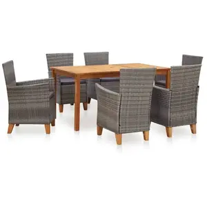 vidaXL Mobilier à dîner 7 pcs résine tressée et bois d'acacia gris pas cher