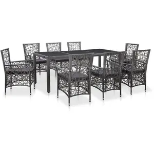 vidaXL Mobilier à dîner d'extérieur 9 pcs Résine tressée Gris pas cher