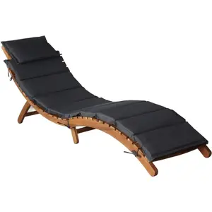 Comparateur de prix : vidaXL Chaise longue avec coussin Bois d'acacia solide Gris foncé