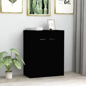 vidaXL Dynamic24 Commode avec 2 Portes en Panneau de Particules Noir 60 x 30 x 75 cm