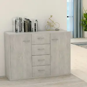 vidaXL Vidaxl Buffet Gris Béton 88x30x65 Cm Bois D'ingénierie pas cher