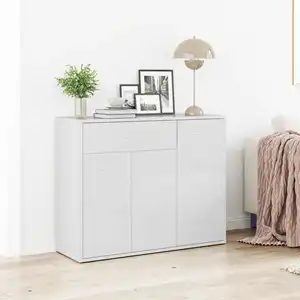 vidaXL Buffet Blanc brillant 88x30x70 cm Aggloméré pas cher
