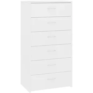 vidaXL Buffet avec 6 tiroirs Blanc 50x34x96 cm Bois d'ingénierie