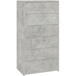 vidaXL Buffet avec 6 tiroirs Gris béton 50x34x96 cm Aggloméré