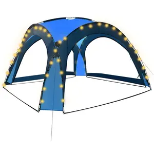 vidaXL Tente de réception avec LED et 4 parois 3,6x3,6x2,3 m Bleu pas cher