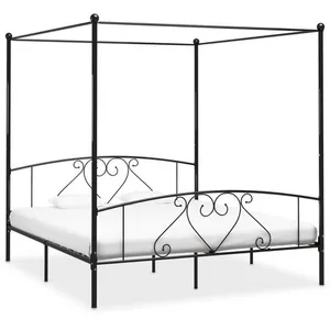 vidaXL Cadre de lit à baldaquin Noir Métal 180 x 200 cm pas cher