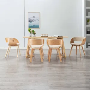 vidaXL Chaises de salle à manger 6 pcs Crème Bois courbé et similicuirVendu parvidaxl