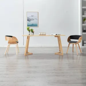 vidaXL Chaises De Salle À Manger 2 Pcs Noir Bois Courbé Et Similicuir