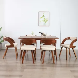 Comparateur de prix : vidaXL Chaises à manger lot de 6 crème bois courbé et similicuir