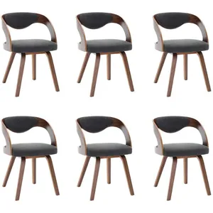 vidaXL Chaises à manger lot de 6 gris foncé bois courbé et tissu pas cher