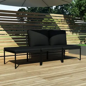 Comparateur de prix : vidaXL Salon de jardin 3 pcs avec coussins Noir PVC