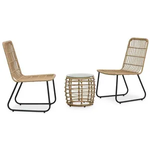 vidaXL Ensemble de bistro 3 pcs Résine tressée Chêne pas cher