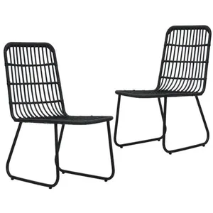vidaXL Chaises de jardin 2 pcs Résine tressée Noir pas cher
