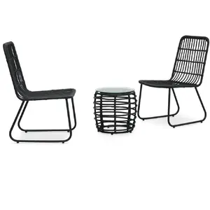 Comparateur de prix : vidaXL Ensemble de bistro 3 pcs Résine tressée Noir
