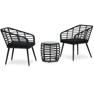 Comparateur de prix : vidaXL Ensemble de bistro 3 pcs Résine tressée Noir