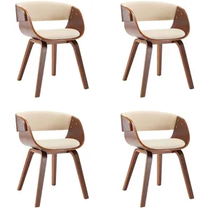vidaXL Chaises à manger lot de 4 crème bois courbé et similicuir pas cher
