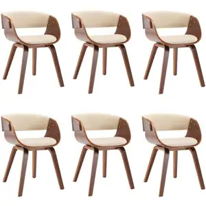 Comparateur de prix : vidaXL Chaises de salle à manger 6 pcs Crème Bois courbé et similicuir