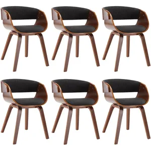 Comparateur de prix : vidaXL Chaises à manger lot de 6 gris bois courbé et tissu