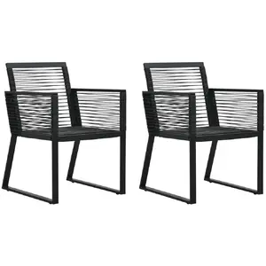 vidaXL Chaises de jardin 2 pcs Noir Rotin PVC pas cher